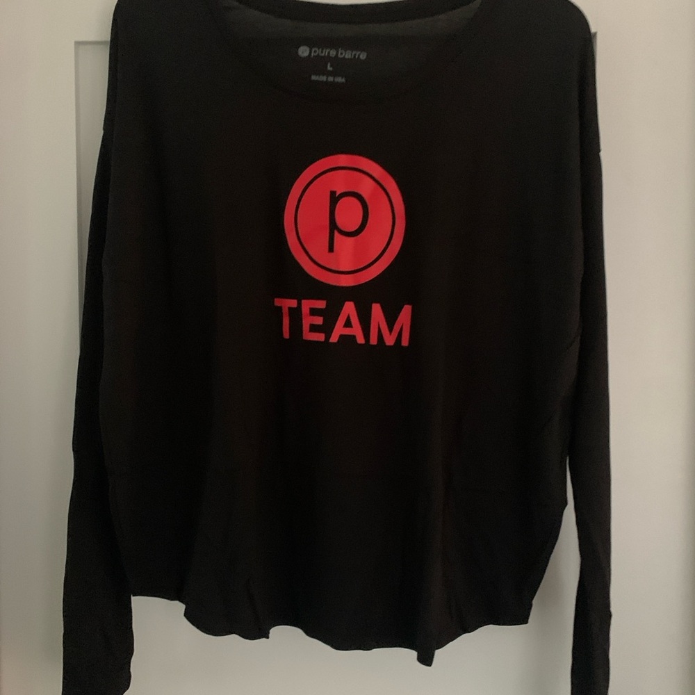 Pure Barre Black and Red Team Long Sleeve Tee